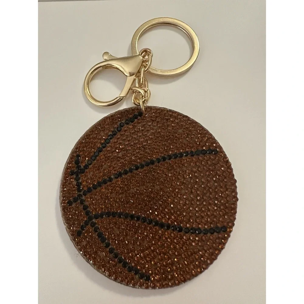 Basketball Key Chain Bag Charm Sparkly Rhinestones Sports Backpack Gift New